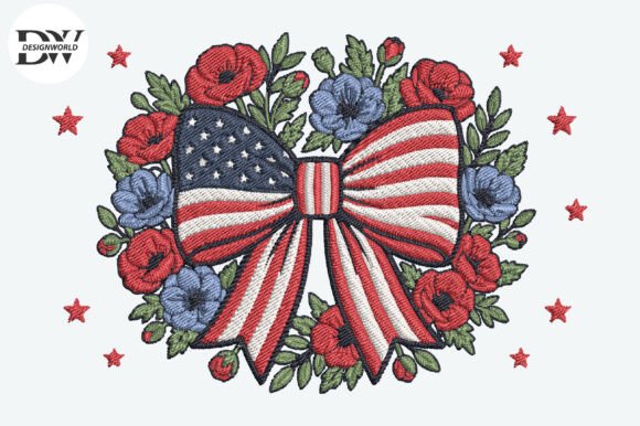Download Patriotic Bow Embroidery Design - Bow embroidery Collection