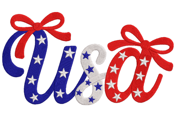 Download USA Stars Bow Embroidery Design - Bow embroidery Collection