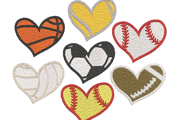 Download Sports Ball Heart Embroidery - Heart embroidery Collection