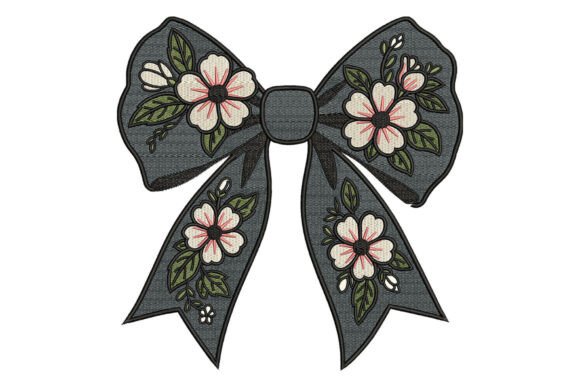 Download Floral Ribbon Bow Embroidery - Bow embroidery Collection