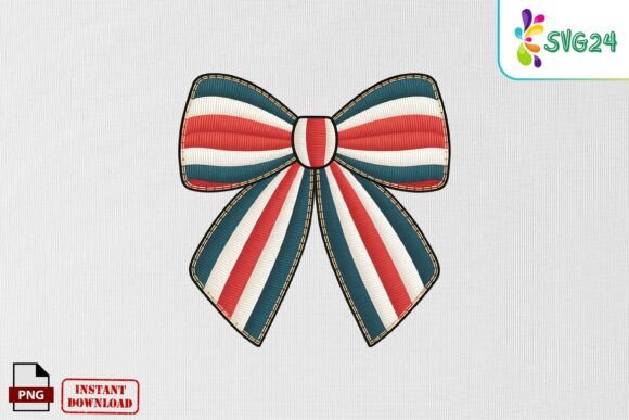 Download Patriotic Ribbon Bow Embroidery PNG - Bow embroidery Collection