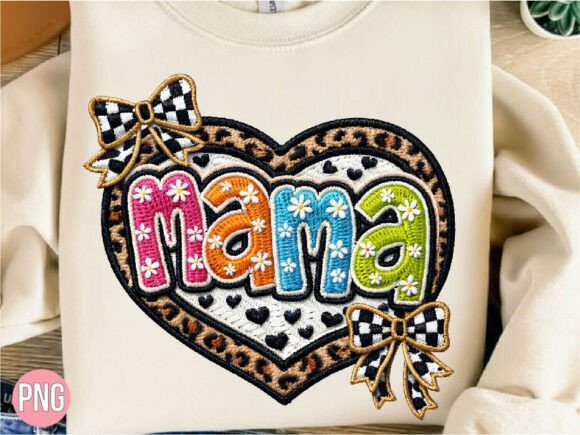 Download Leopard Mama Heart Bow Embroidery PNG - Bow embroidery Collection