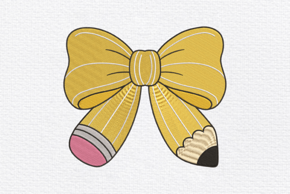 Download Pencil Bow Embroidery Design - Bow embroidery Collection
