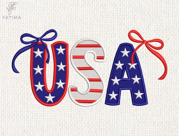 Download USA Patriotic Bow Embroidery Design - Bow embroidery Collection