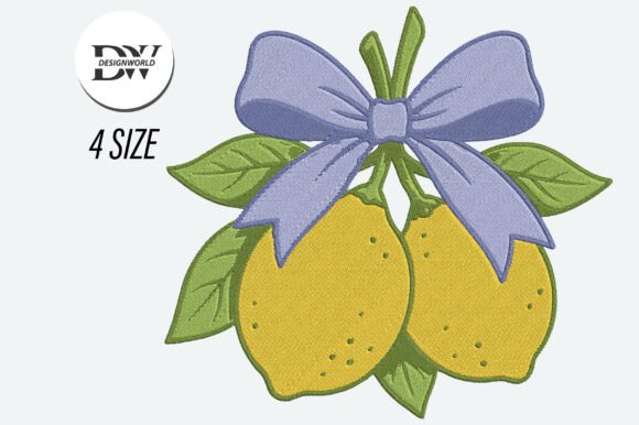 Download Lemon Bow Embroidery Design - Bow embroidery Collection