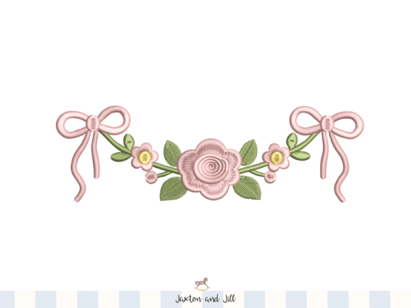 Download Floral Rose Bow Embroidery Border Design - Bow embroidery Collection