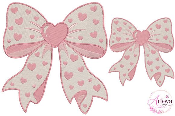 Download Cute Heart Bow Embroidery Design - Bow embroidery Collection
