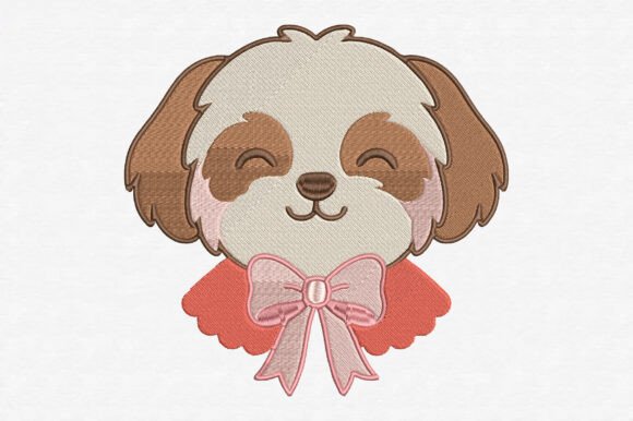 Download Shih Tzu with Pink Bow Embroidery Design - Bow embroidery Collection