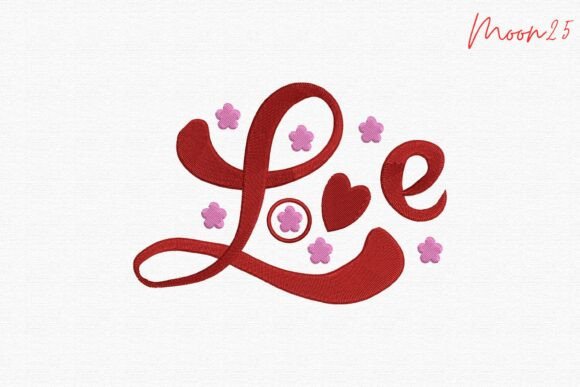 Download Love Script Heart Embroidery Design - Heart embroidery Collection