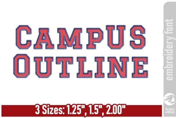 Download Campus Outline Athletic Embroidery Font - Embroidery font Collection
